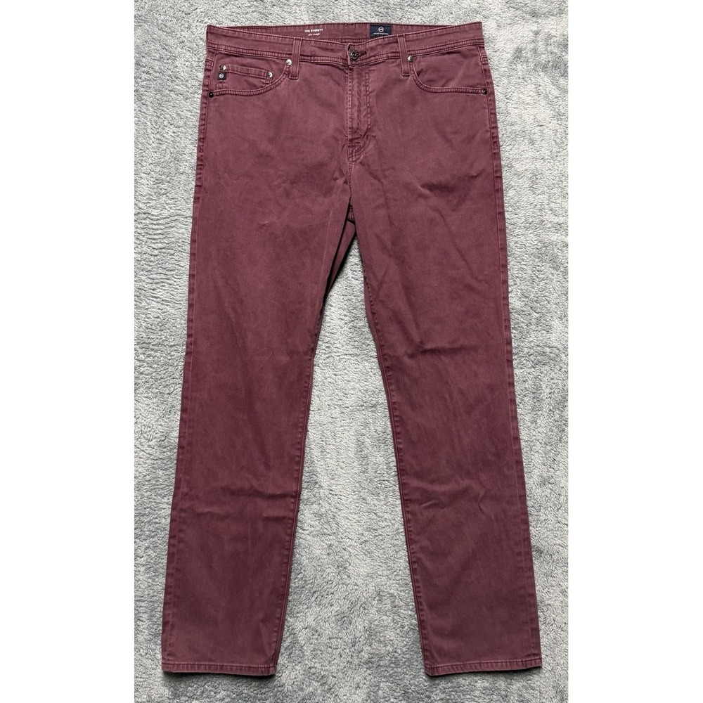 AG Adriano Goldschmied Pants Mens 36x32 Burgundy Patterned Everett Slim Straight